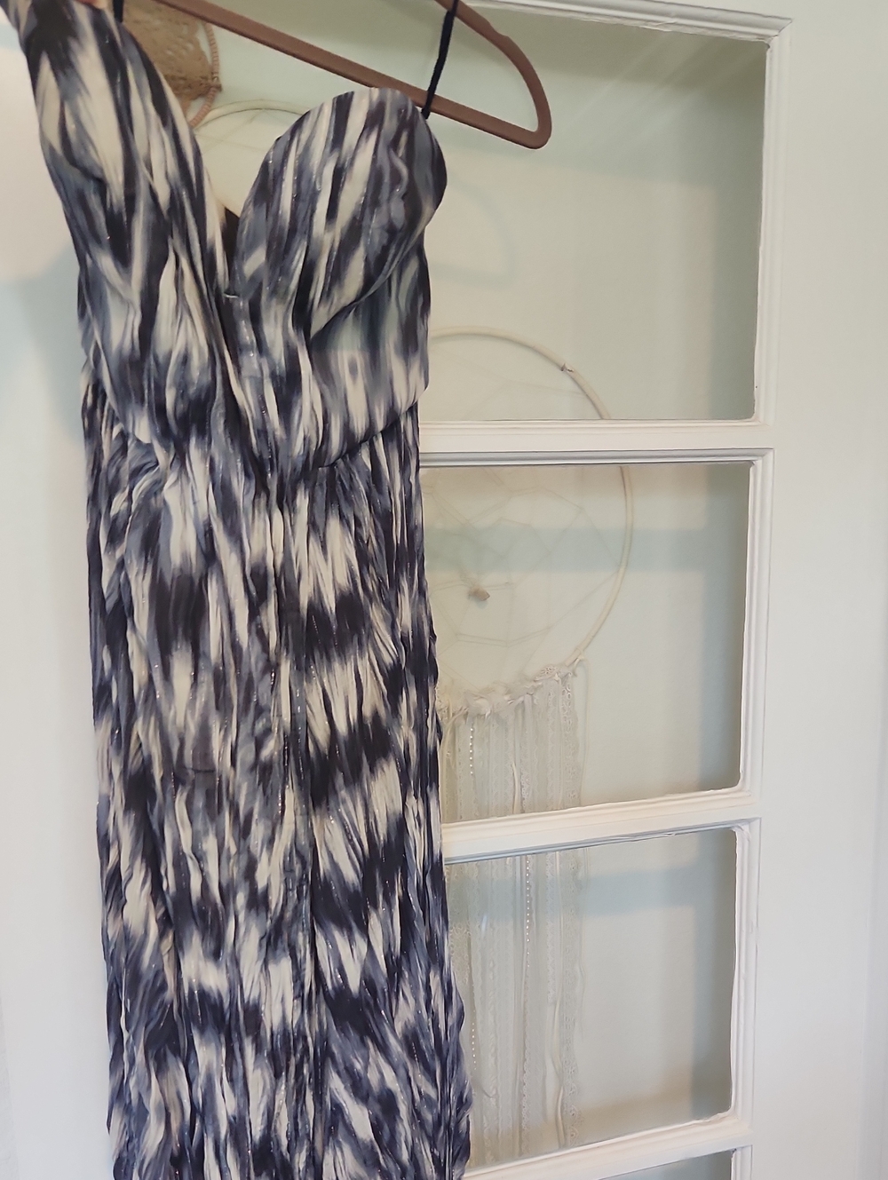 Kimchi Blue Navy and White Strapless Maxi Dress